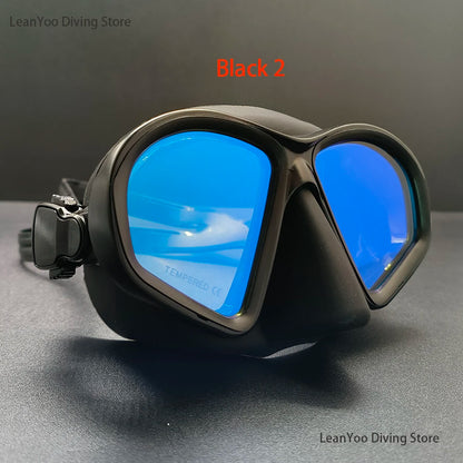 Premium Quality Low Volume Freediving Mask - Teenager Silicone Swimming Mask Mirrored Lens Scuba Dive Glasses