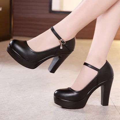 8 10 12cm Small Size 32-43 Shallow Thick Bottom Platform Pumps Women 2025 Block High Heels Shoes for Office Model Wedding Dress