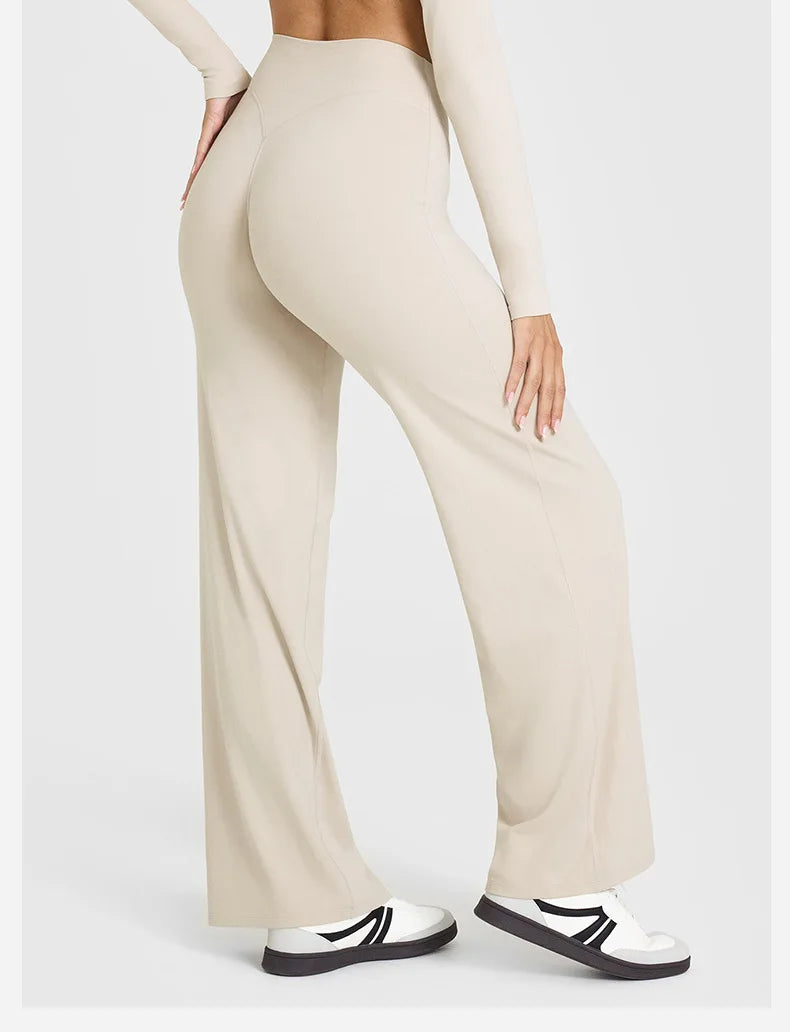 Straight Sports Leggings For Women's Fitness Sportswear Hips Without Embarrassment Yoga Pants Breathable Wide-leg Pants