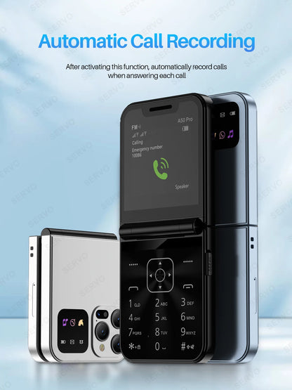 Foldable Mobile Phones Speed Dial 2 SlM Cards 2.4" Display Cellphone Call Recording LED flashlight Blacklist FM Radio Telephones