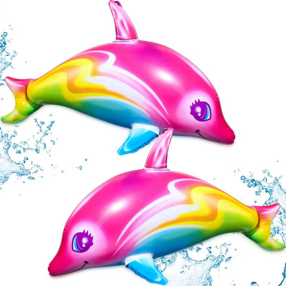 Inflatable Dolphin Rainbow Inflatable Toy Inflate Pool Beach Birthday Party Decoration Float Water Sports Inflatable Toy