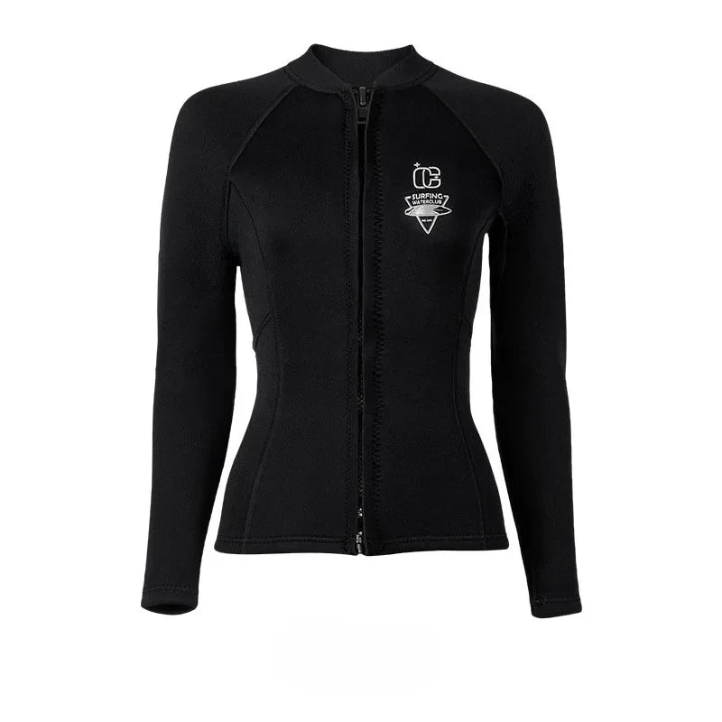 Women's 3mm Two-Piece Diving Suit Long Sleeve Coldproof Wetsuit Top Pants for Snorkeling Surfing Swimming