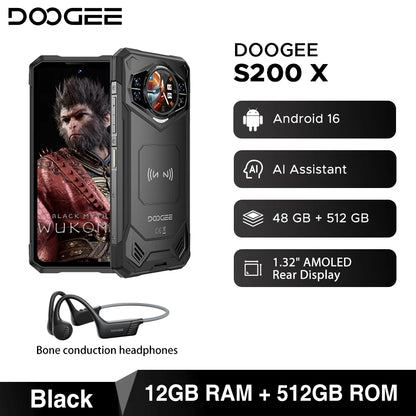 Global Version DOOGEE S200 X 5G Rugged Phone 32GB 512GB 6.72" FHD+ 120Hz Display MTK Dimensity 7050 10100mAh Large battery
