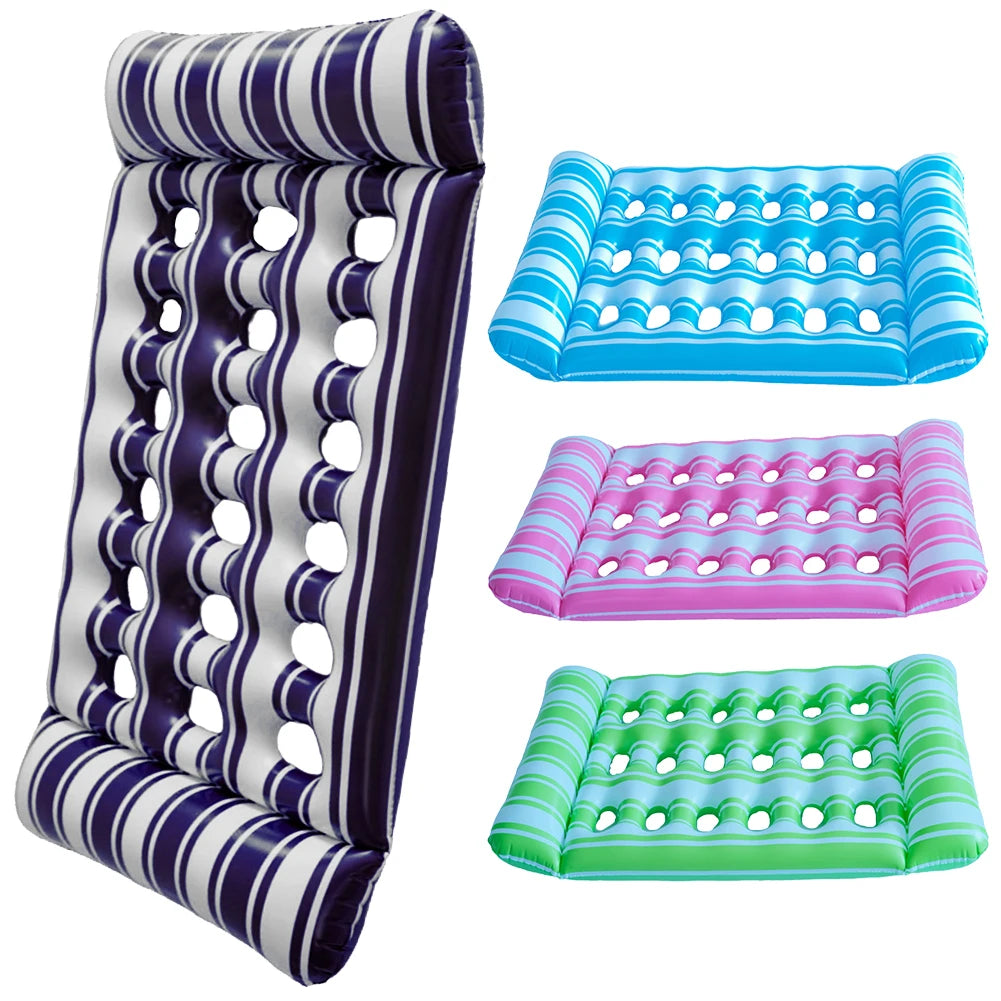Inflatable Water Sleeping Bed PVC Floating Lounger Air Mattress Foldable Swimming Pool Air Mattress for Swimming Pool Party