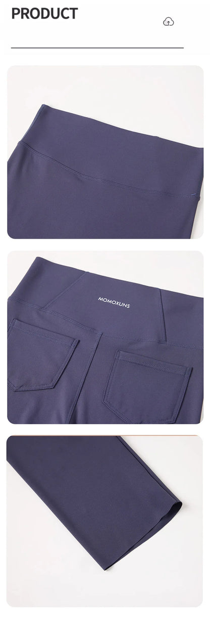 BIVIGAOS Summer New Back Pocket Sharkskin Cycling Shorts Women Cool Knee Length Short Leggings Casual Elastic Sport Biker Shorts