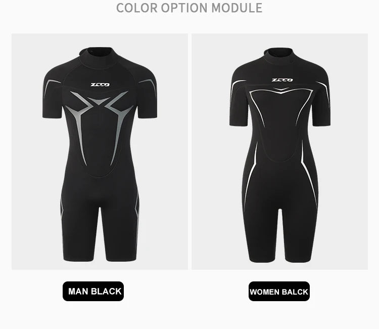 3mm Wetsuits for Men Women Neoprene Diving Suits Back Zipper Short Sleeve Swimsuits for Diving Snorkel Surfing Swimming Wet Suit