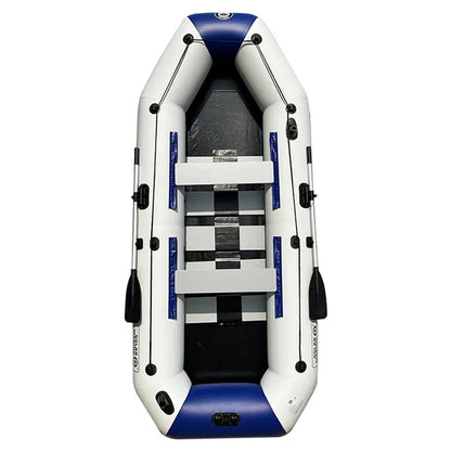 -4 Person PVC Inflatable Fishing Boat Kayak Slat Wooden Deck Recreational Floating Pontoon Factory Direct with Paddle