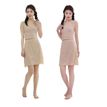 High Waist Solid Color Cotton Women Long Petticoat Ice Silk Underskirt Underskirt Half Slips Safety Underskirt Slips