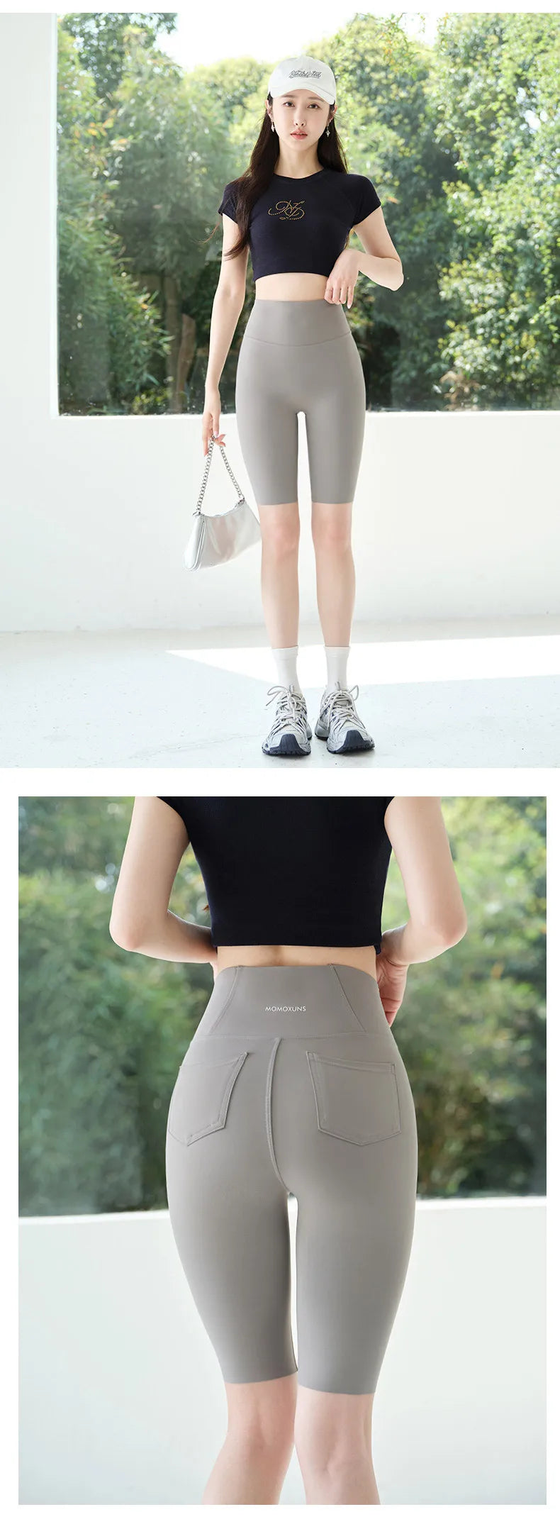 BIVIGAOS Summer New Back Pocket Sharkskin Cycling Shorts Women Cool Knee Length Short Leggings Casual Elastic Sport Biker Shorts