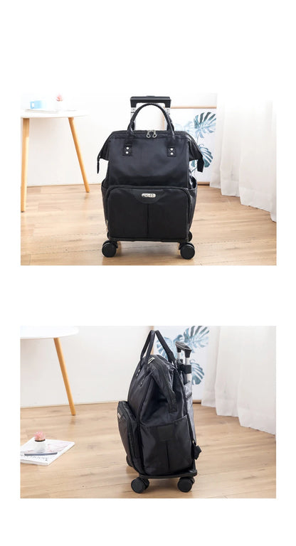 Wheeled bag for travel trolley bags Women travel backpack with wheels Oxford large capacity Travel Rolling Luggage Suitcase Bag