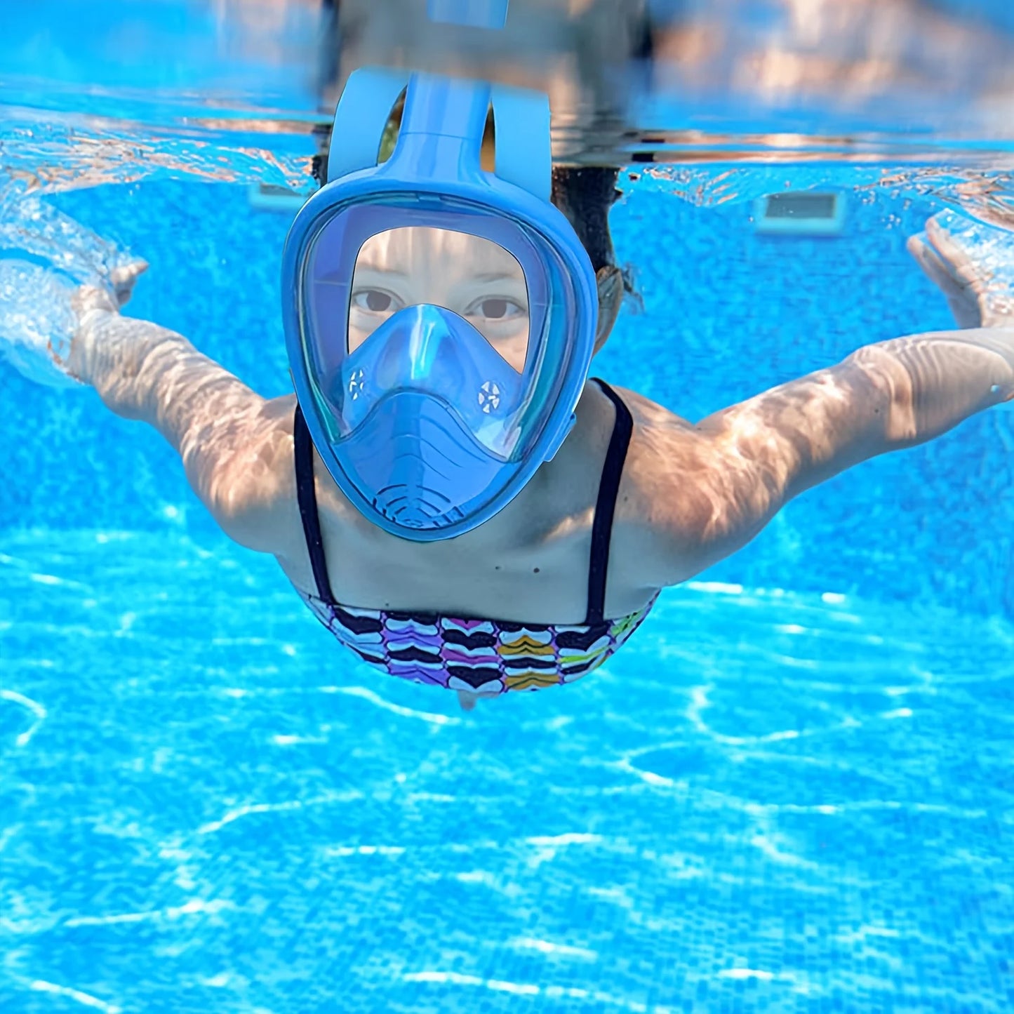 Kids Snorkel Mask Anti-Fog Leak-Proof Soft Silicone Design Easy to Wear Diving Mask Underwater Scuba Full Face 360° Panoramic