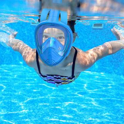 Kids Snorkel Mask Anti-Fog Leak-Proof Soft Silicone Design Easy to Wear Diving Mask Underwater Scuba Full Face 360° Panoramic