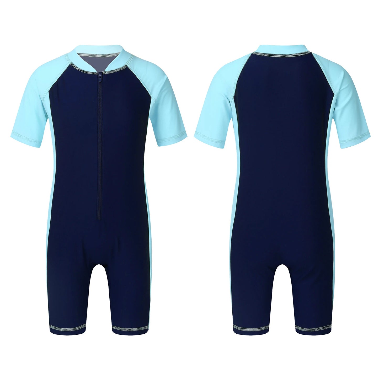 Wetsuits Kids Boys Girls Swimwear Swimsuits Short Sleeves Bodysuit Zippered Shorty Unitard Children's Bathing Suit Wetsuit