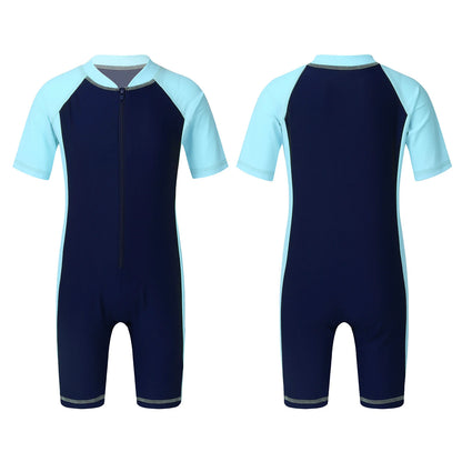 Wetsuits Kids Boys Girls Swimwear Swimsuits Short Sleeves Bodysuit Zippered Shorty Unitard Children's Bathing Suit Wetsuit