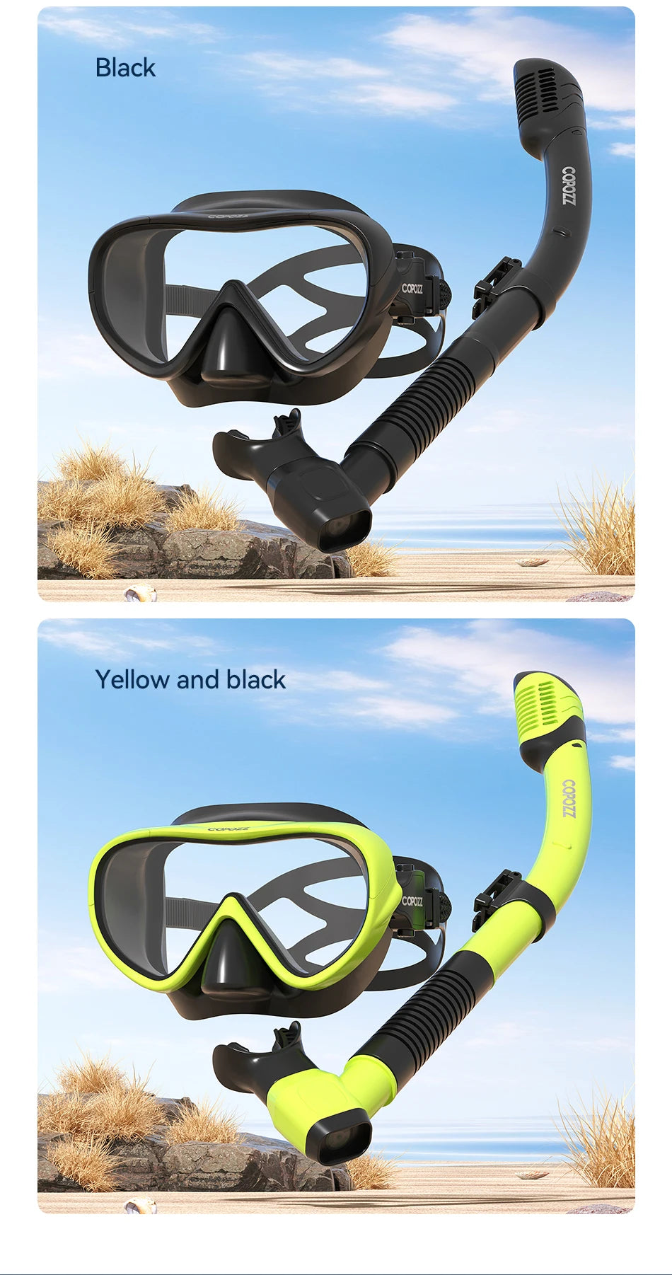 COPOZZ Professional  Diving Mask Full Vision Mask Underwater Snorkel Mask Set Swimming Snorkel HD Anti Fog Diving Equipment