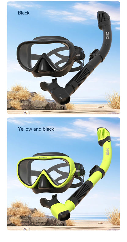COPOZZ Professional  Diving Mask Full Vision Mask Underwater Snorkel Mask Set Swimming Snorkel HD Anti Fog Diving Equipment