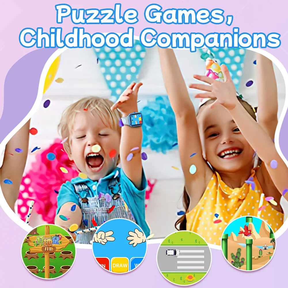 2026 New Kids Study Smart Watch Puzzle Game Sleep Monitor 1.83" Display Alarm Clock Flashlight Children Smartwatch Boy Girl Gift