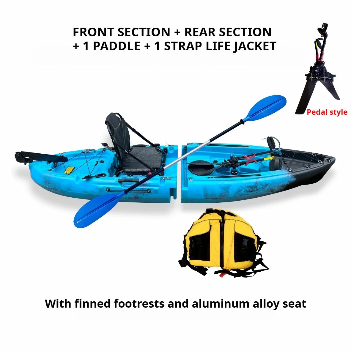 2025 Portable LLDPE Kayak With Split Hard Shell Electric Pedal-Driven Canoe For Solo Tandem Lake Sea Adventures Modular Assembly