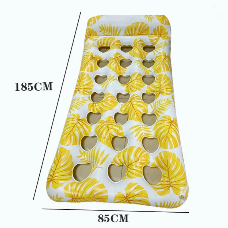 Funny Inflatable Floating Bed with Headrest Inflatable Water Floating Mat Portable Swimming Pool Air Mattress for Swimming Pool