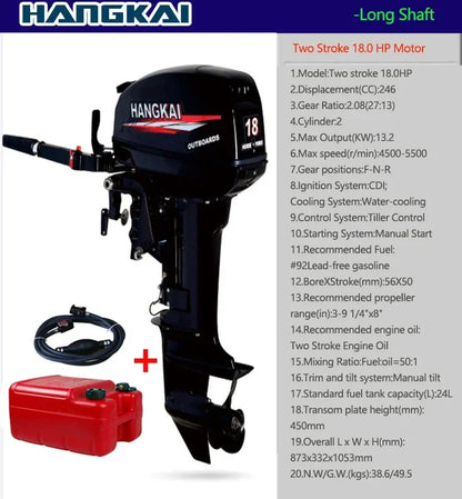 IHOMEINF Powerful 4.0HP-18.0HP Petrol Marine Motor Boat  Engine for the 2.3M-4.6M Assault Boat Canoe Outboards Propeller