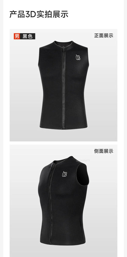 Wetsuit Vest for Men Women 3mm Front Zipper Neoprene Wet Suit Top Sleeveless Jacket for Scuba Diving Kayaking Surfing Swimming