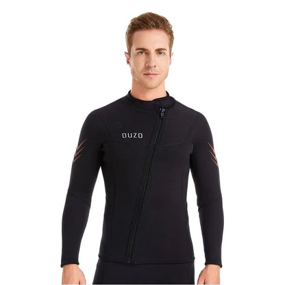 Wetsuit Tops Men and Women Vest 3mm Neoprene Long Sleeve Jacket Surfing Swimming Front Zip Wet Suit for Water Sports Shirt/Pants