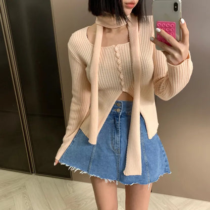 Chic High Waist A-Line  Skirt Women's Jeans ort Skirt Spring Vintage Slimming Splicing Hemming Girl's Faion Commute
