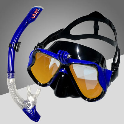 Diving Mask With Sports Camera Mount Electroplate Tempered Glass Silicone Mask is Safe and Comfortable