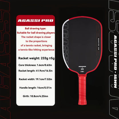 Agassi Pro IV 16mm Pickleball Paddle GEN 4 TFP Foam Core T700 Carbon Fiber Pickleball Rackets Increases Spin & Control