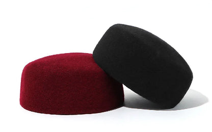 Men's Prayer Hats Muslim Real Wool Black Caps Elegant Headwear Islamic Hijabs Dancing Party Working 58-60cm Ethnic Hat