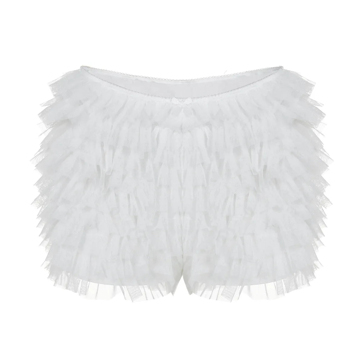 BOOFEENAA Mesh Ruffled Low-rise Bloomer Shorts Y2k 2000s Womens Clothing Fashion White Black Booty Shorts Sexy Pants C70-CE17
