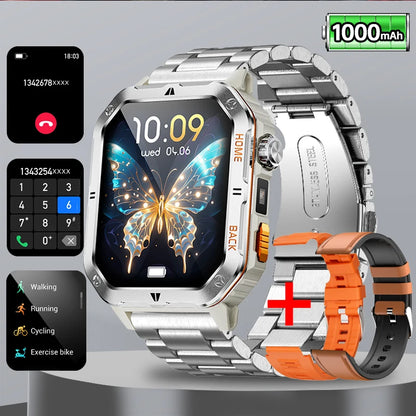 Original 2025 New 2.01 inch1000mAh smartwatch LED flashlight GPS 100+ sport health monitor 3ATM waterproof Men Gift smartwatch