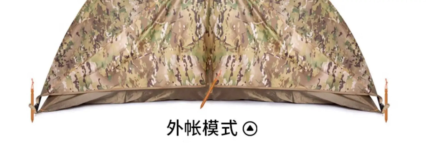 Outdoor Single Camping Tent Ultra light Hiking Tent, Double-layer Marching Camouflage Rainproof Tent trekking Shelter Tent