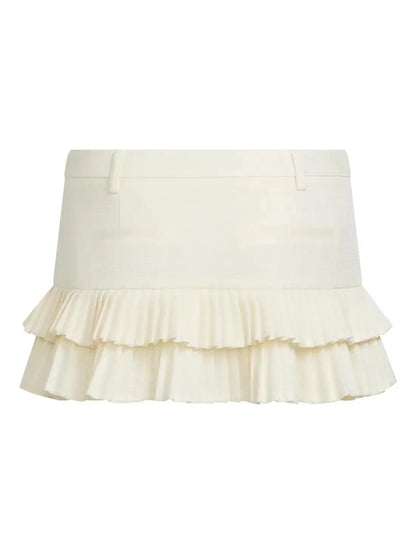 Summer Clothes Tweed Pleated Skirt Women Black Mini Skirts For Woman Preppy Low Waist Pleated Layered Casual Short Skirts Blue