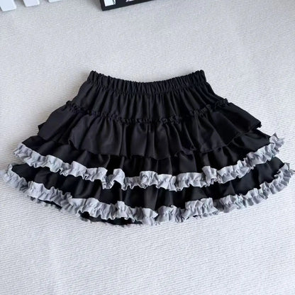 Women Pleated Bubble Mini Skirt Y2k Summer 2025 Korean Fashion Elastic Waist Puffy Short Skirt Girls Cute A Line Cake Skirt