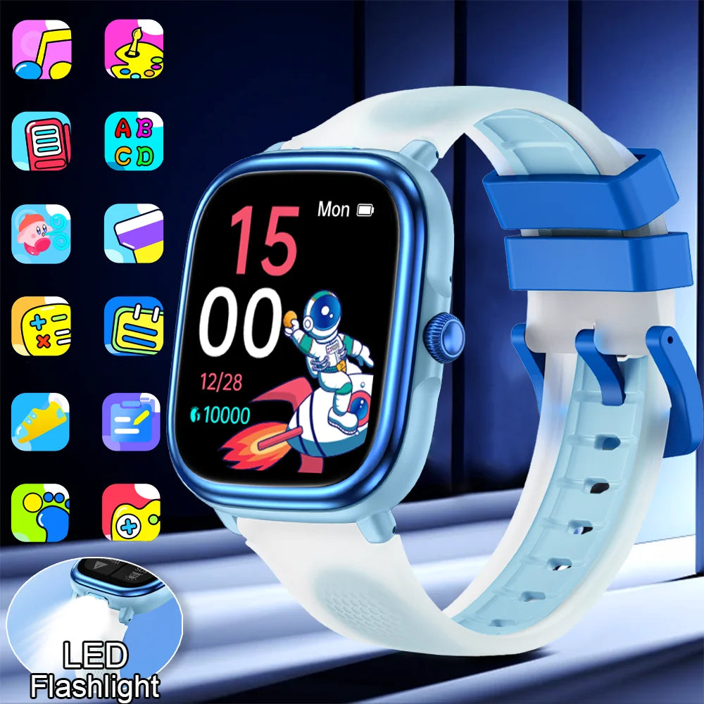2026 New Kids Study Smart Watch Puzzle Game Sleep Monitor 1.83" Display Alarm Clock Flashlight Children Smartwatch Boy Girl Gift
