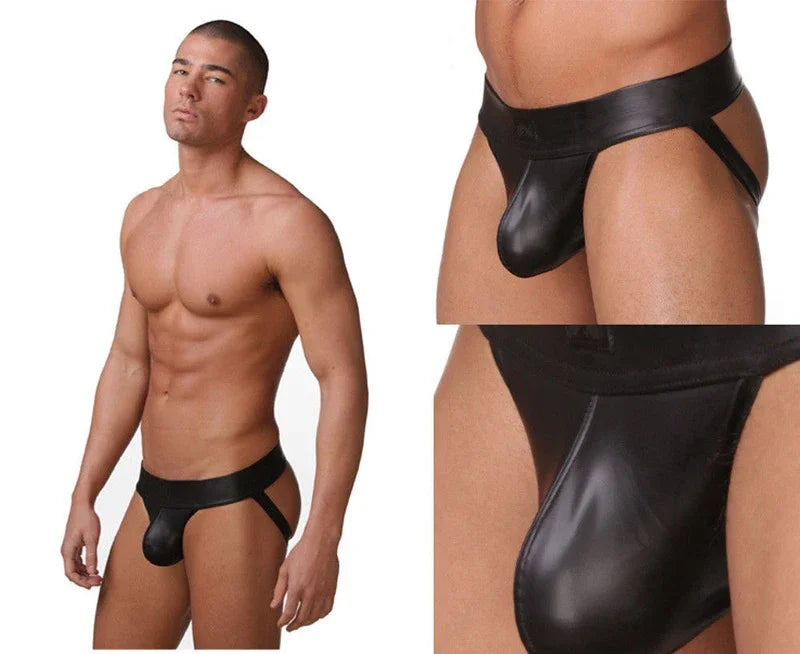 Lingerie for Men Thongs Faux Leather Men's Jockstrap G-Strings Underwear Erotic Panties Sexy Lingerie Hot Male's Underwear
