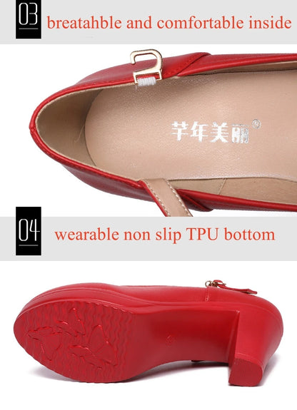 Small Size 32-43 Shallow Thick Bottom White Silver Wedding Shoes Bride Platform Pumps 2025 Block High Heels Shoes for Model Mom
