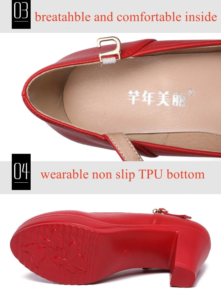 Small Size 32-43 Shallow Thick Bottom White Silver Wedding Shoes Bride Platform Pumps 2025 Block High Heels Shoes for Model Mom