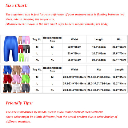 Women Glossy Shorts High Waist Fitness Short Leggings Oil Shiny Knee-Length Tights Swimming Trunks Female Workout Sports Bottoms