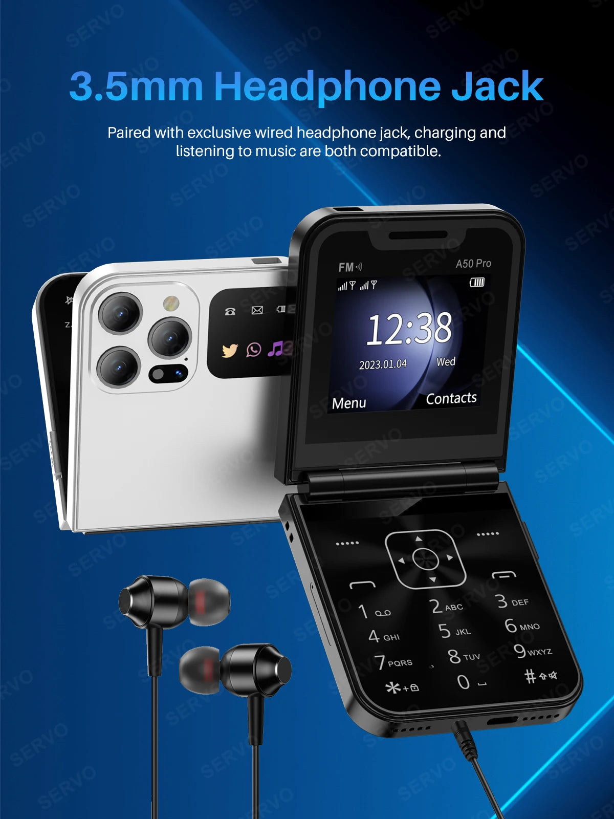 Foldable Mobile Phones Speed Dial 2 SlM Cards 2.4" Display Cellphone Call Recording LED flashlight Blacklist FM Radio Telephones