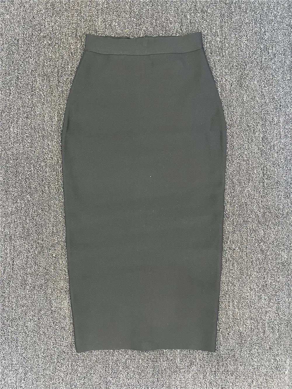 Classic Bandage Skirt Women Elegant High Waist Midi Calf Long Pencil Skirts Office Ladies Formal Party Dress Daily Skirts