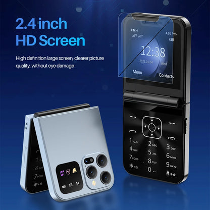 Foldable Mobile Phones Speed Dial 2 SlM Cards 2.4" Display Cellphone Call Recording LED flashlight Blacklist FM Radio Telephones