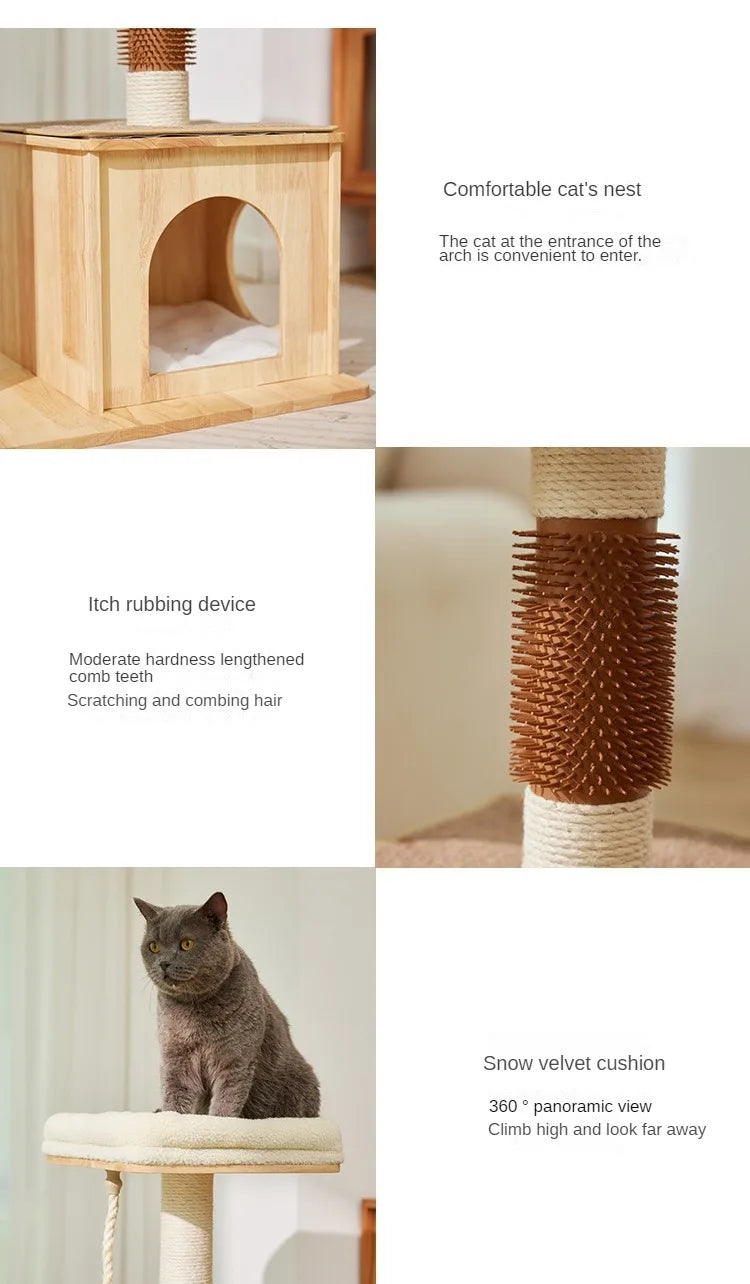 Indoor Cat House with Scratcher, Trees, Towers for Large Cats, Tall Toy, Multiple Hamocks, Park Scrapers Tool, Silicone Carrier