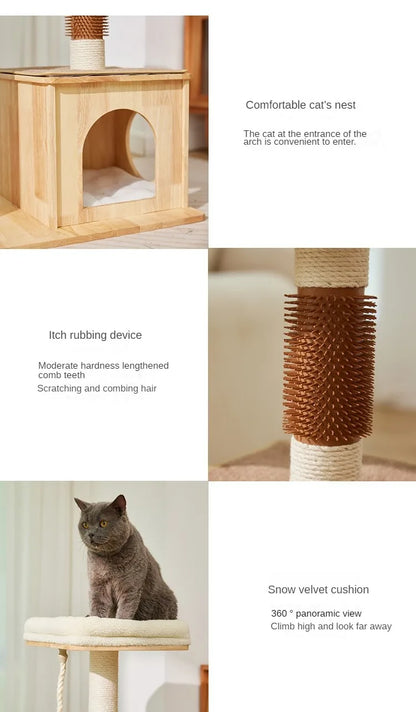 Indoor Cat House with Scratcher, Trees, Towers for Large Cats, Tall Toy, Multiple Hamocks, Park Scrapers Tool, Silicone Carrier