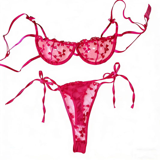 Lingerie Set Women Night Beautiful Sexy 2 Piece Floral Embroidery Underwear Sexy Erotic lingerie underwear Set Erotic Bra set
