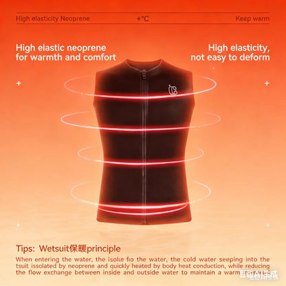 3MM Men Women Sleeveless Wetsuit Top No Hood Neoprene Thermal Vest for Scuba Diving Surfing Kayaking Swimming Water Sports