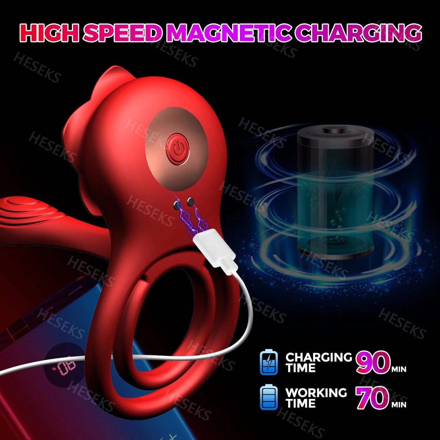 HESEKS Vibrating Cock Ring Penis Ring for Men Ejaculation Delay Rose Vibrator Clitoral Stimulator Penis Cockr Sex Toy for Couple