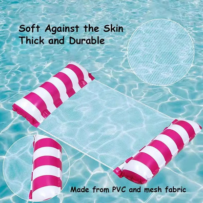 Foldable Inflatable Floating Swimming Pool Party Water Hammock Air Mattresses Pvc Stripe Water Floating Inflatable Mat Set