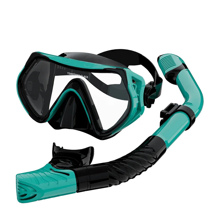 Diving Mask Snorkeling Full Dry Breathing Tube Set, Large Frame Swimming Goggles, Liquid Silicone Diving Mask